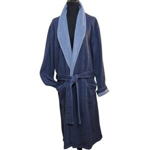 UGG Mens Robinson Jersey Knit Terry Fleece Mid-Length Belted Navy Robe✨️M/L